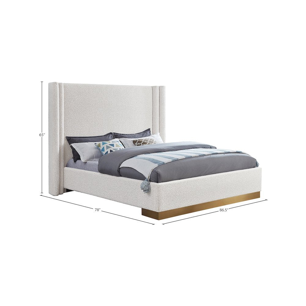 Halton Cream Boucle Fabric Queen Bed