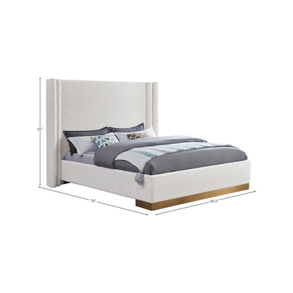 Halton Cream Boucle Fabric Queen Bed