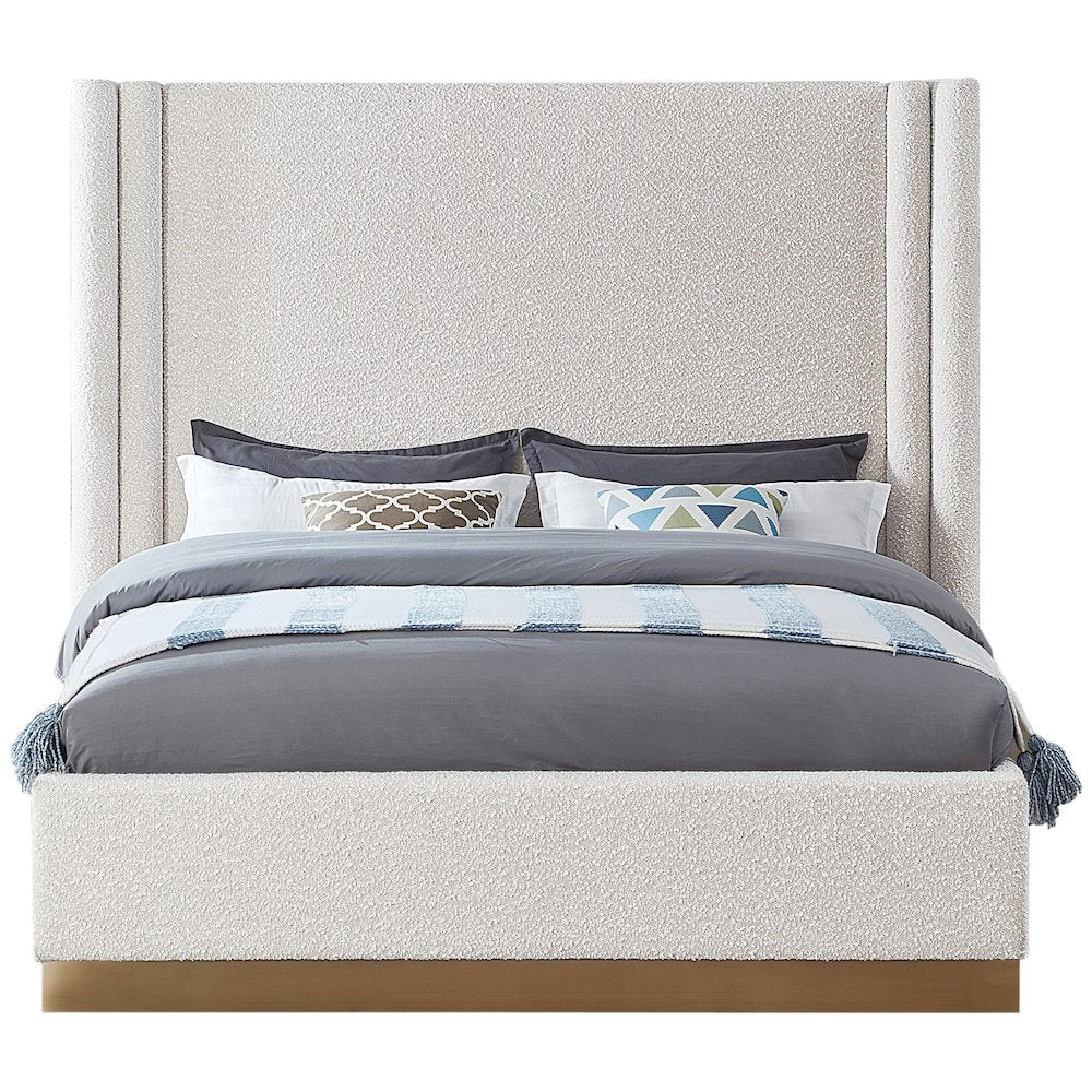 Halton Cream Boucle Fabric Queen Bed