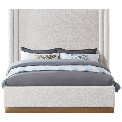Halton Cream Boucle Fabric Queen Bed