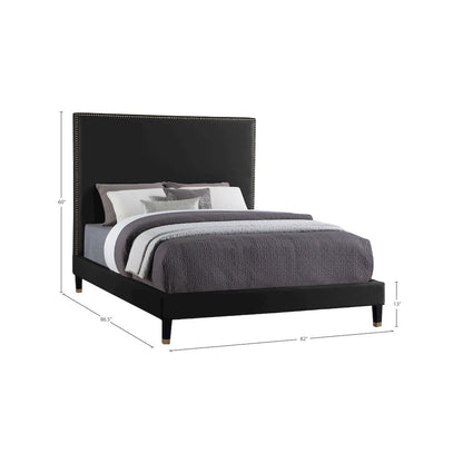 Harlie Black Velvet King Bed