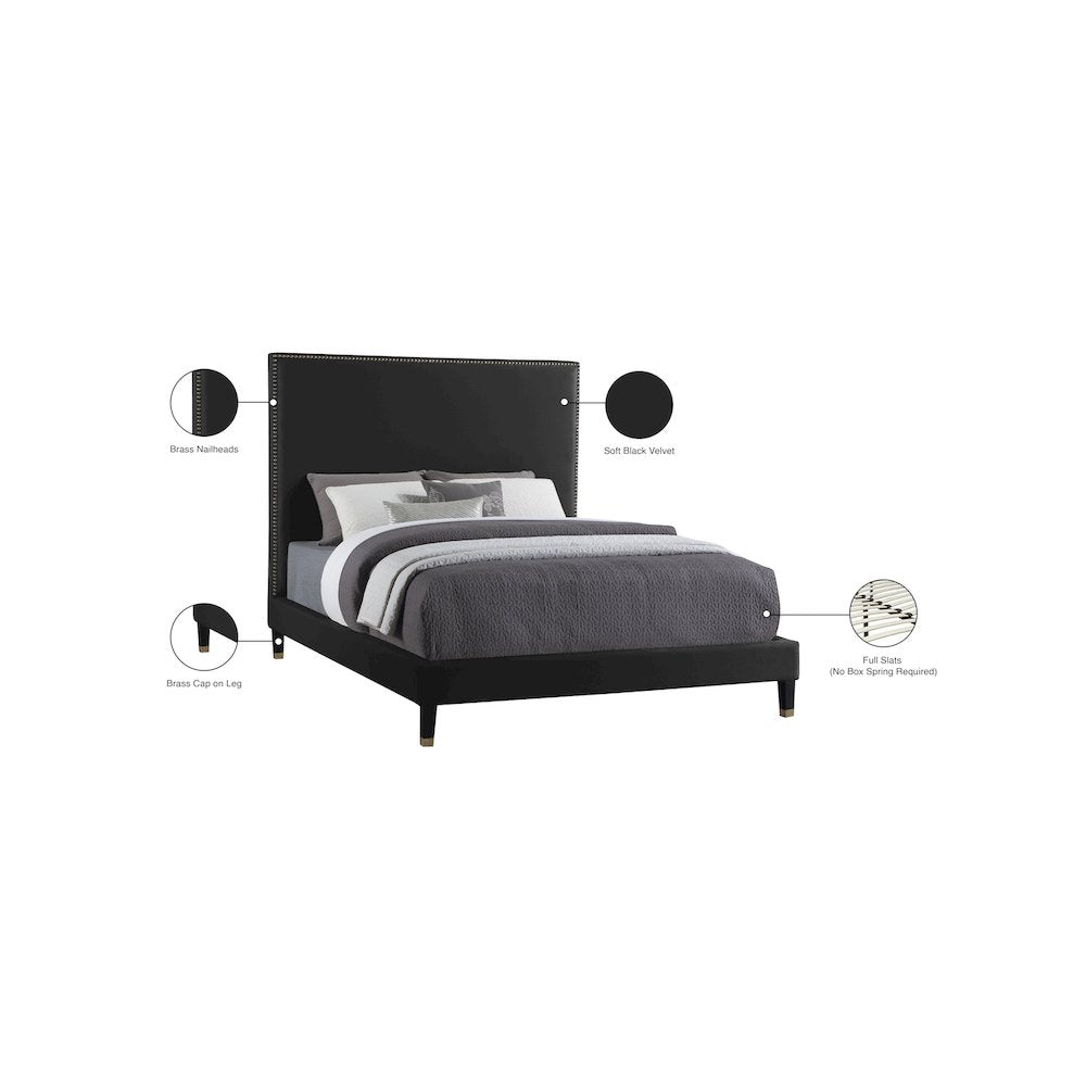 Harlie Black Velvet King Bed