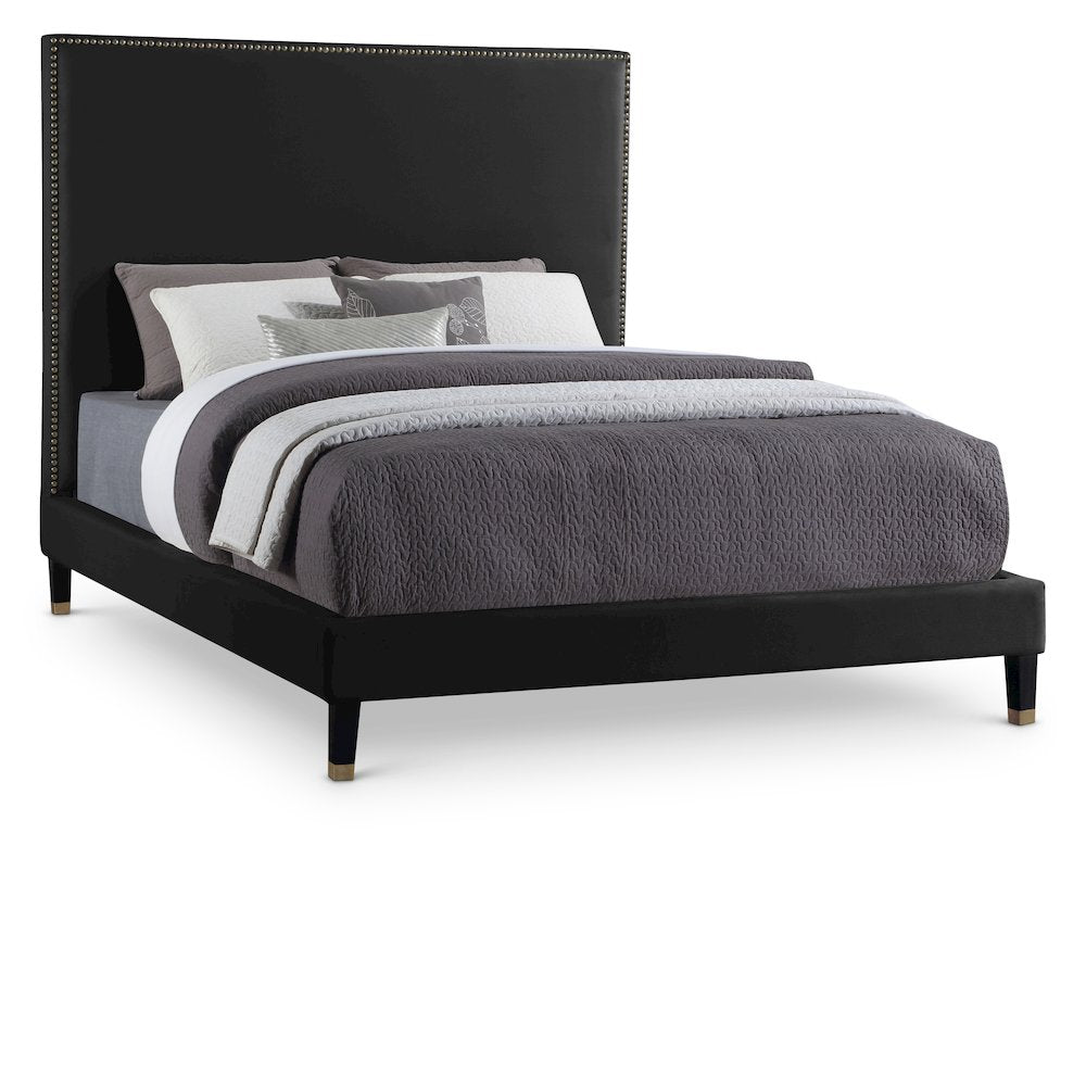 Harlie Black Velvet King Bed