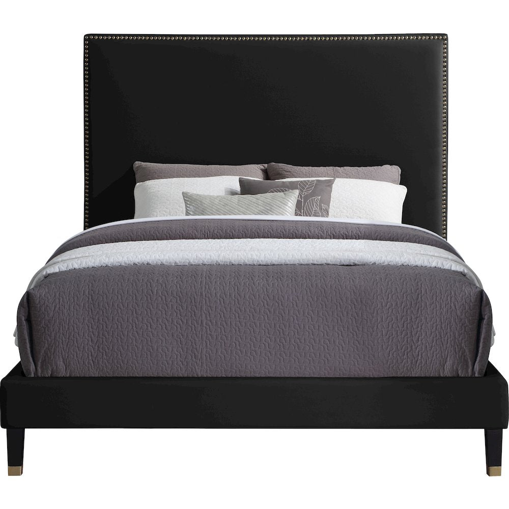 Harlie Black Velvet King Bed