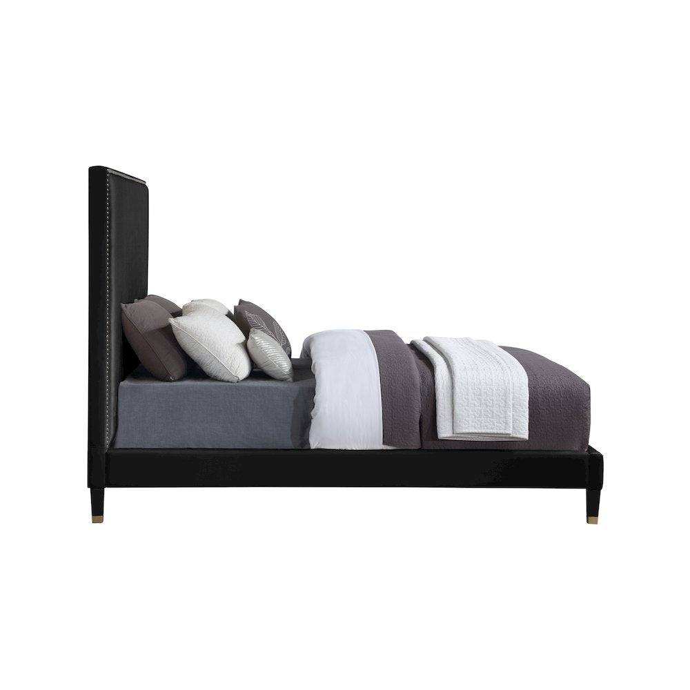 Harlie Black Velvet King Bed