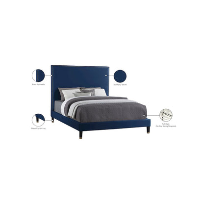 Harlie Navy Velvet King Bed