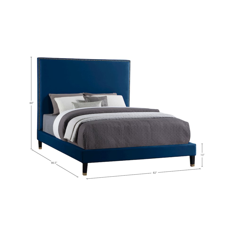 Harlie Navy Velvet King Bed