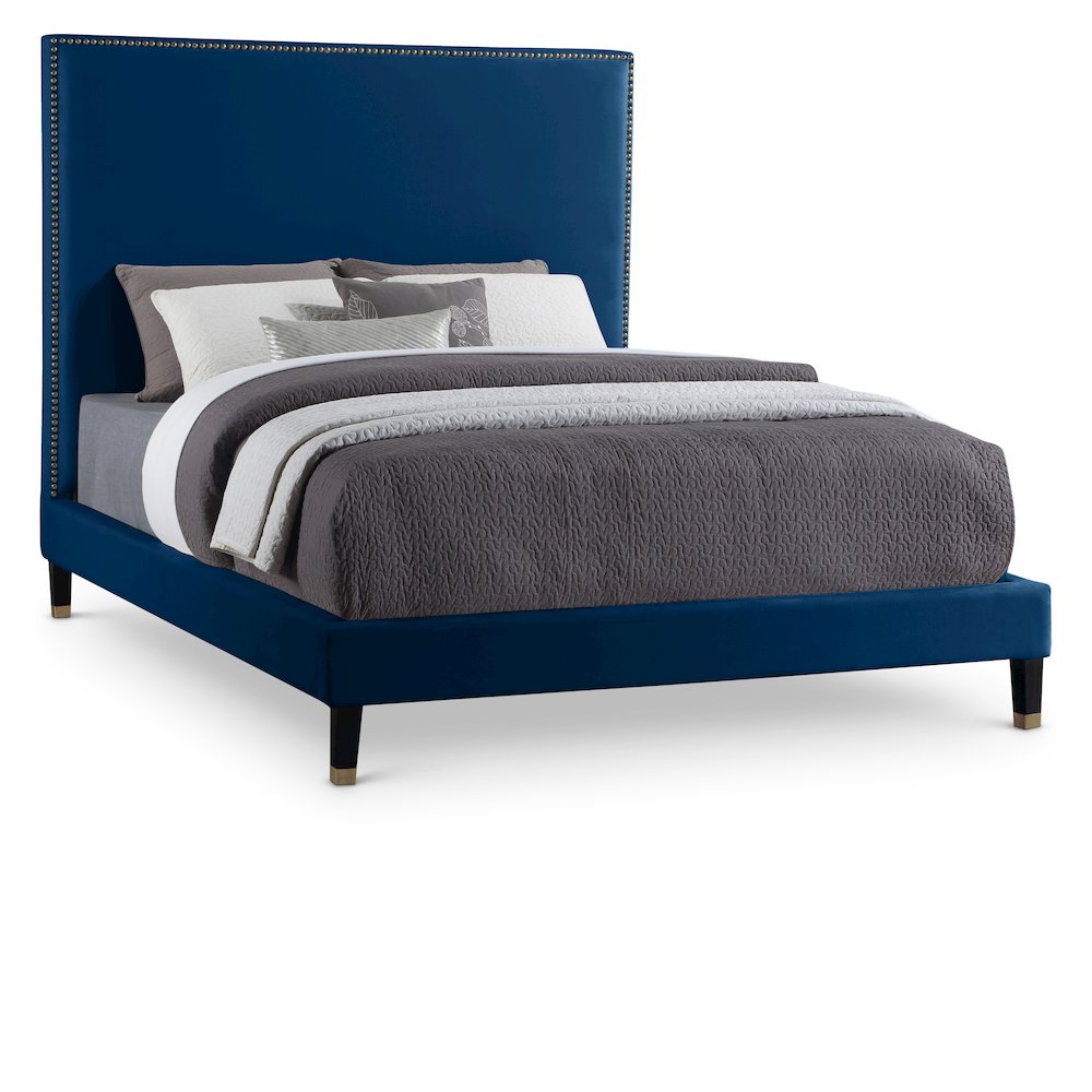 Harlie Navy Velvet King Bed