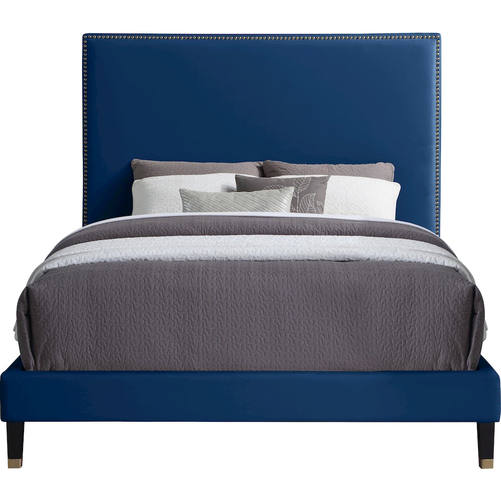 Harlie Navy Velvet King Bed
