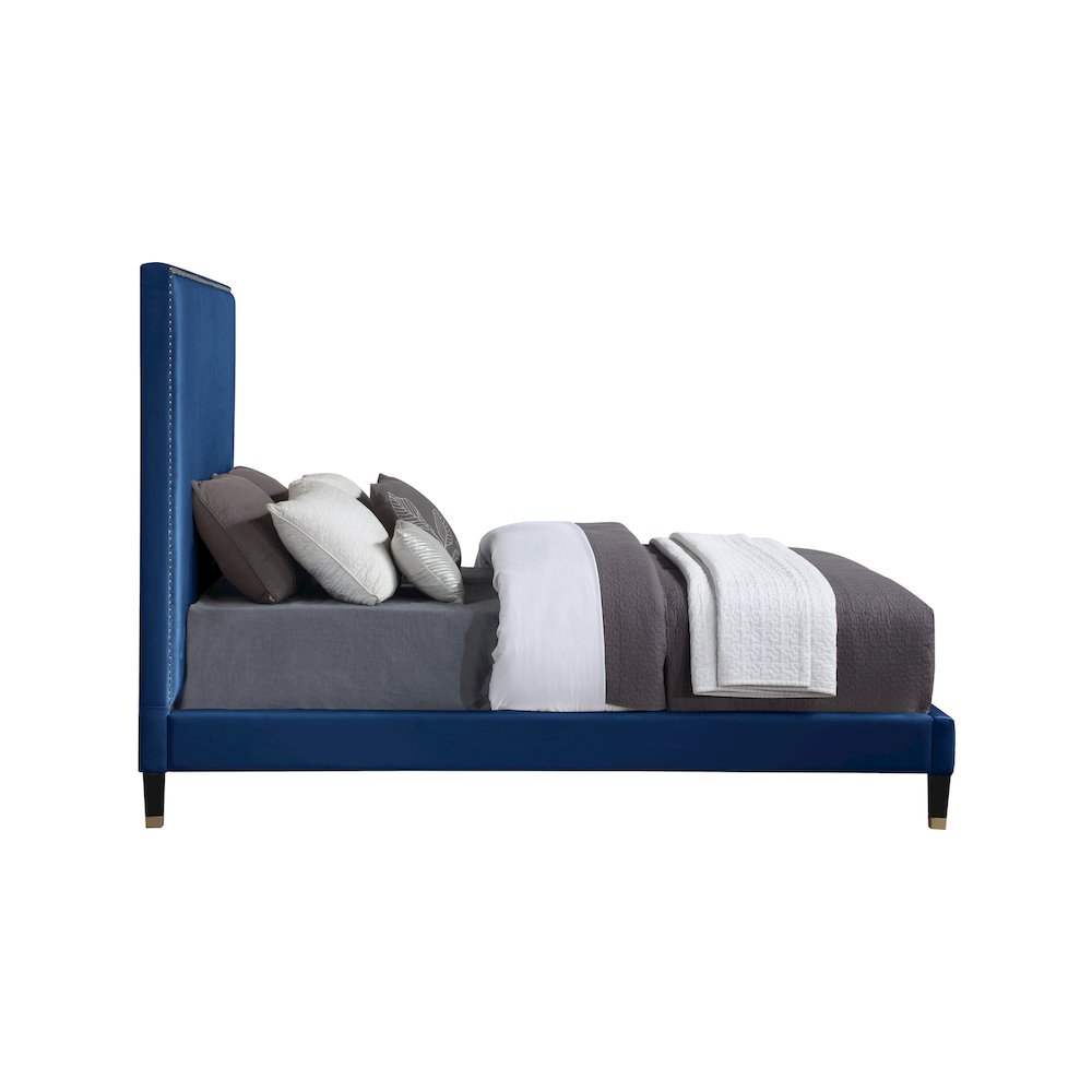 Harlie Navy Velvet King Bed