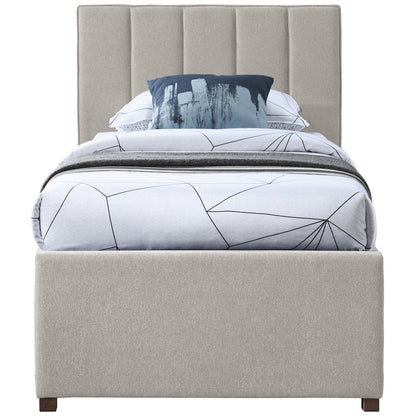 Harper Beige Linen Textured Fabric Twin Trundle Bed
