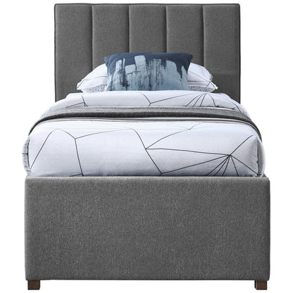 Harper Grey Linen Textured Fabric Twin Trundle Bed