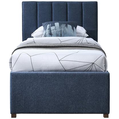 Harper Navy Linen Textured Fabric Twin Trundle Bed
