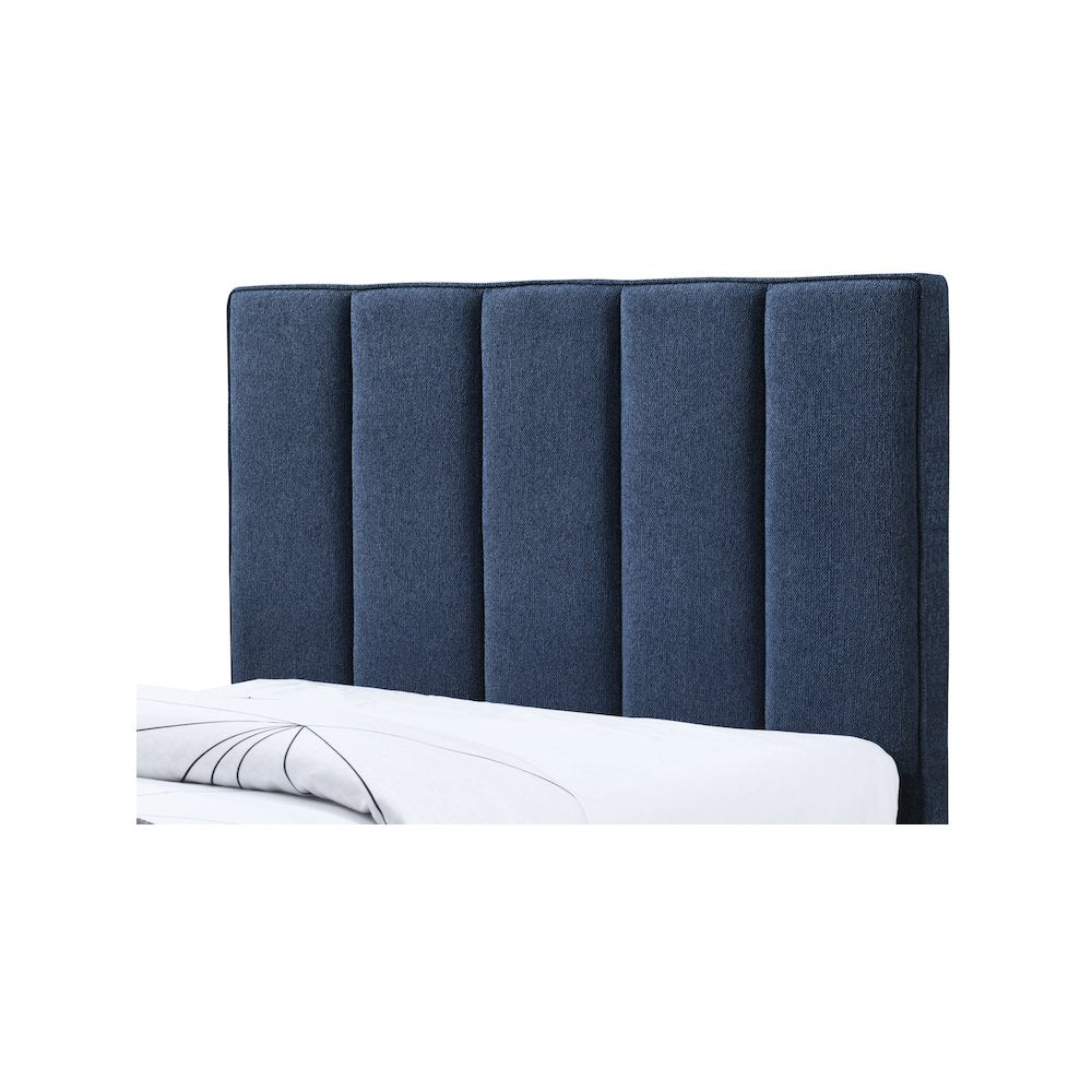 Harper Navy Linen Textured Fabric Twin Trundle Bed