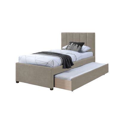 Hudson Beige Vegan Leather Twin Trundle Bed