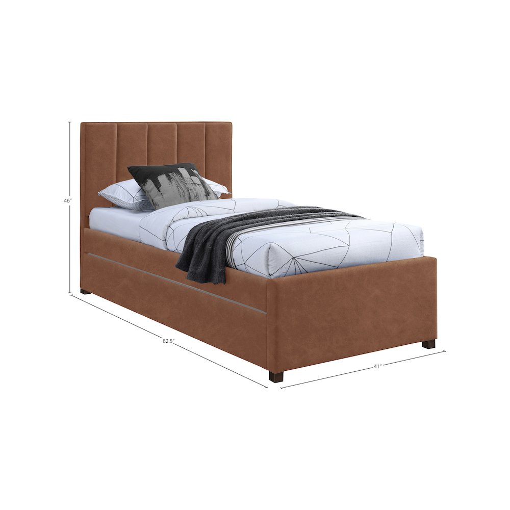 Hudson Cognac Vegan Leather Twin Trundle Bed
