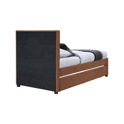 Hudson Cognac Vegan Leather Twin Trundle Bed