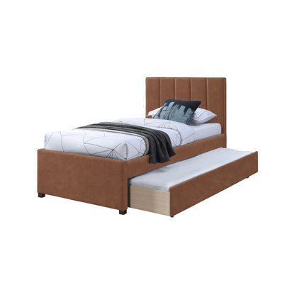Hudson Cognac Vegan Leather Twin Trundle Bed