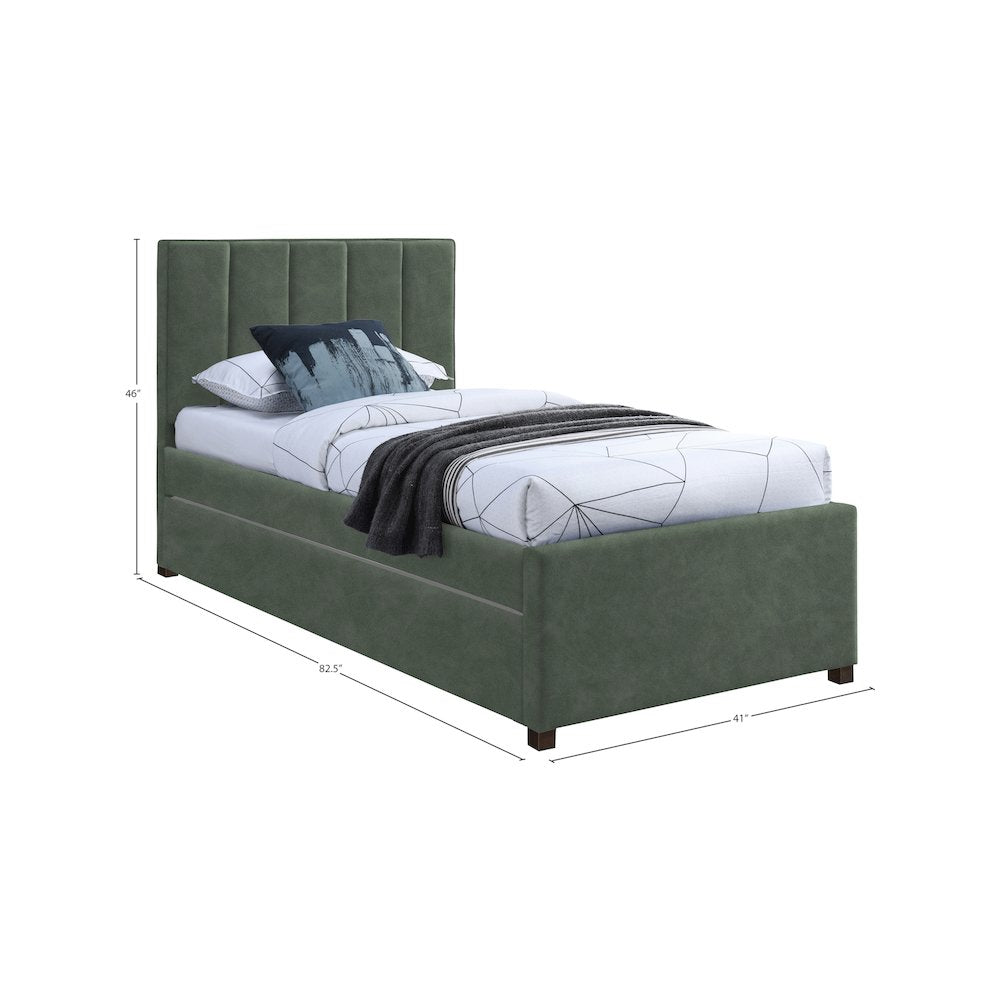 Hudson Green Vegan Leather Twin Trundle Bed
