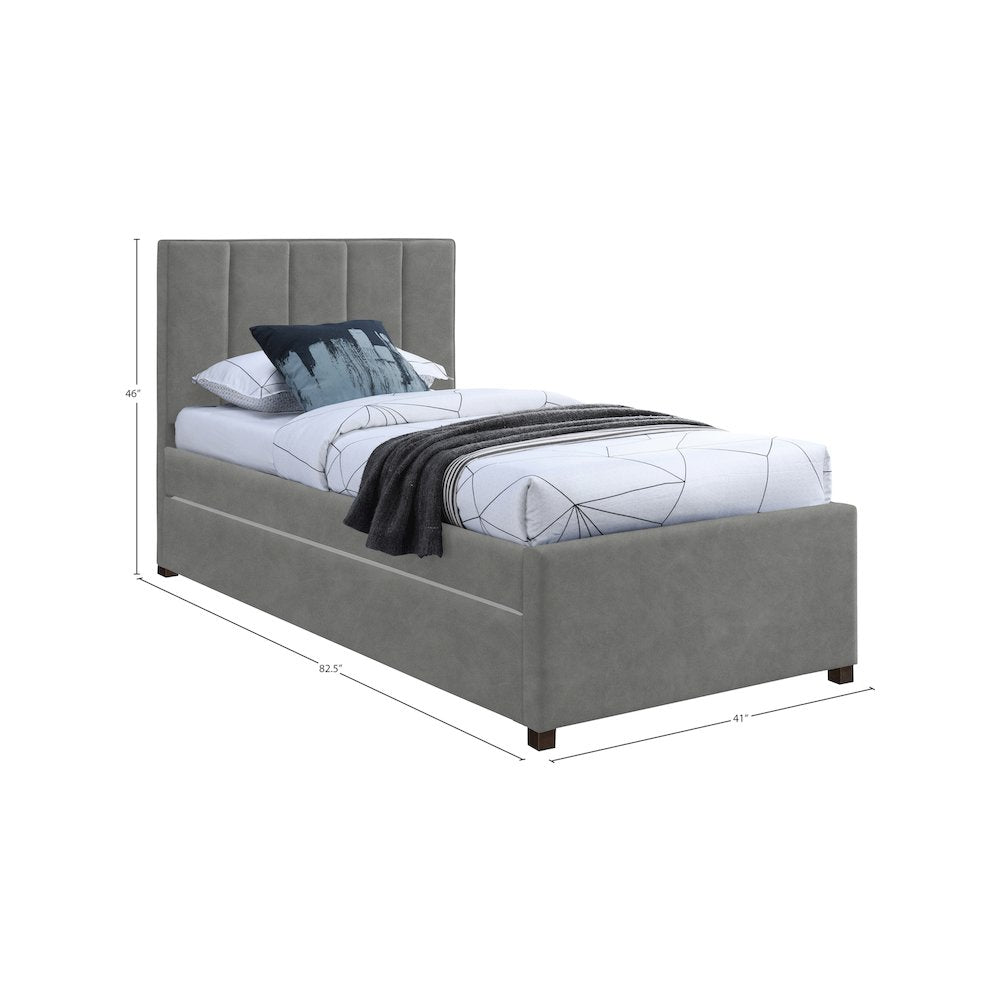 Hudson Grey Vegan Leather Twin Trundle Bed