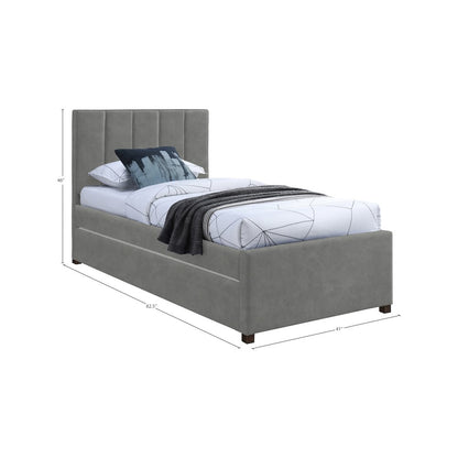 Hudson Grey Vegan Leather Twin Trundle Bed