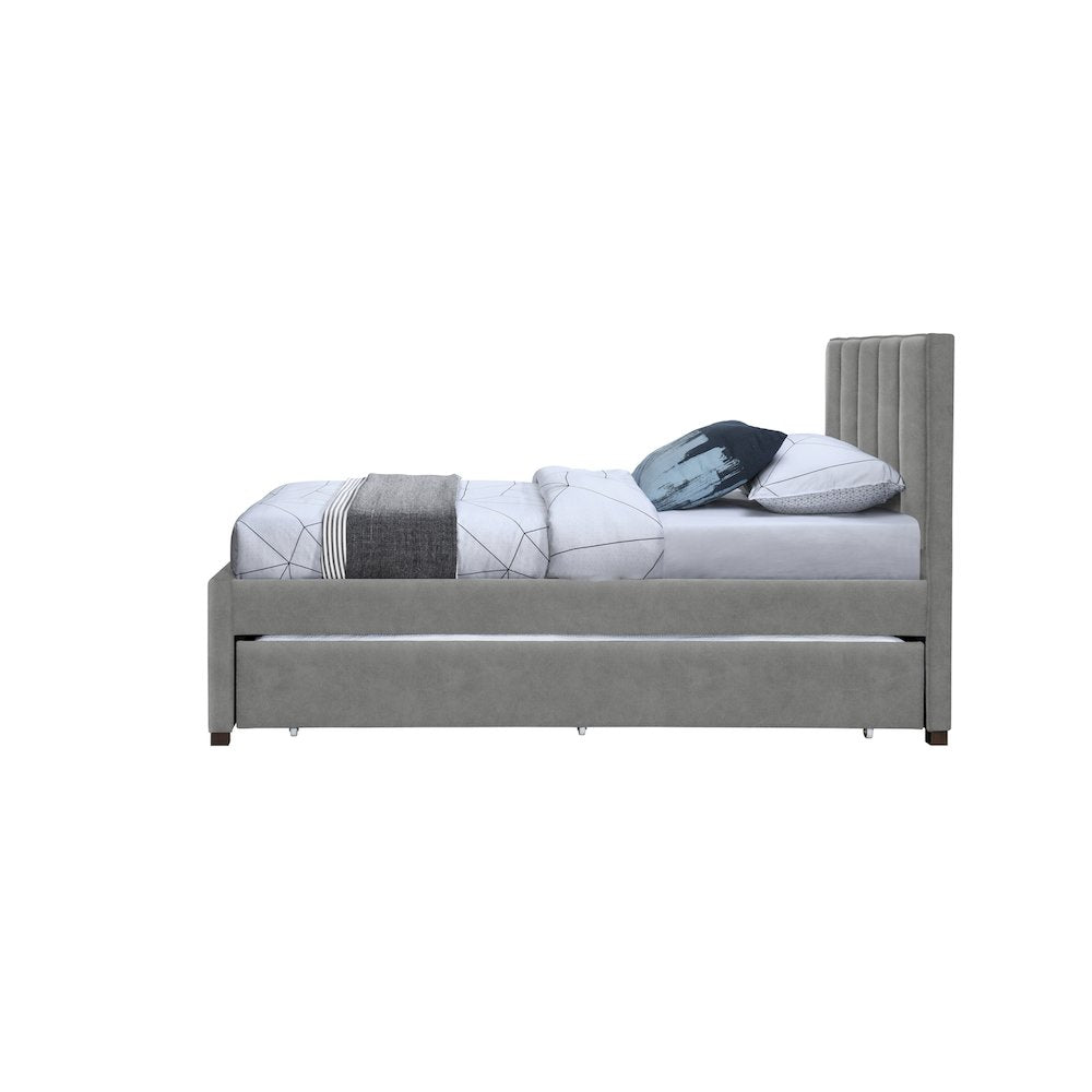 Hudson Grey Vegan Leather Twin Trundle Bed