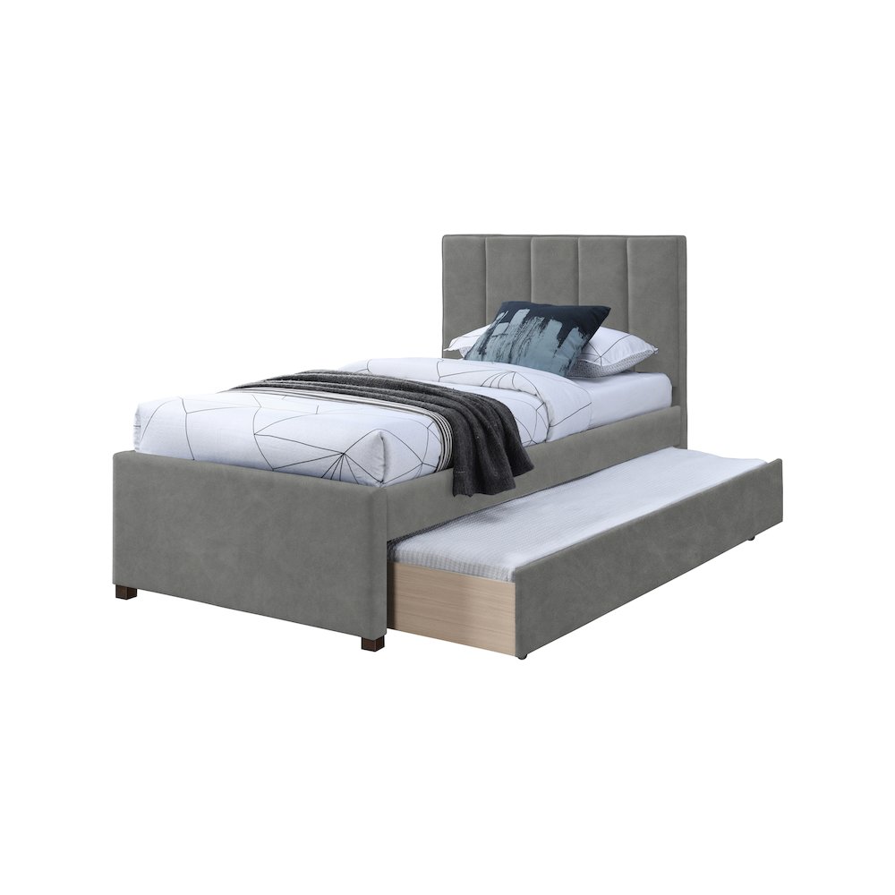 Hudson Grey Vegan Leather Twin Trundle Bed