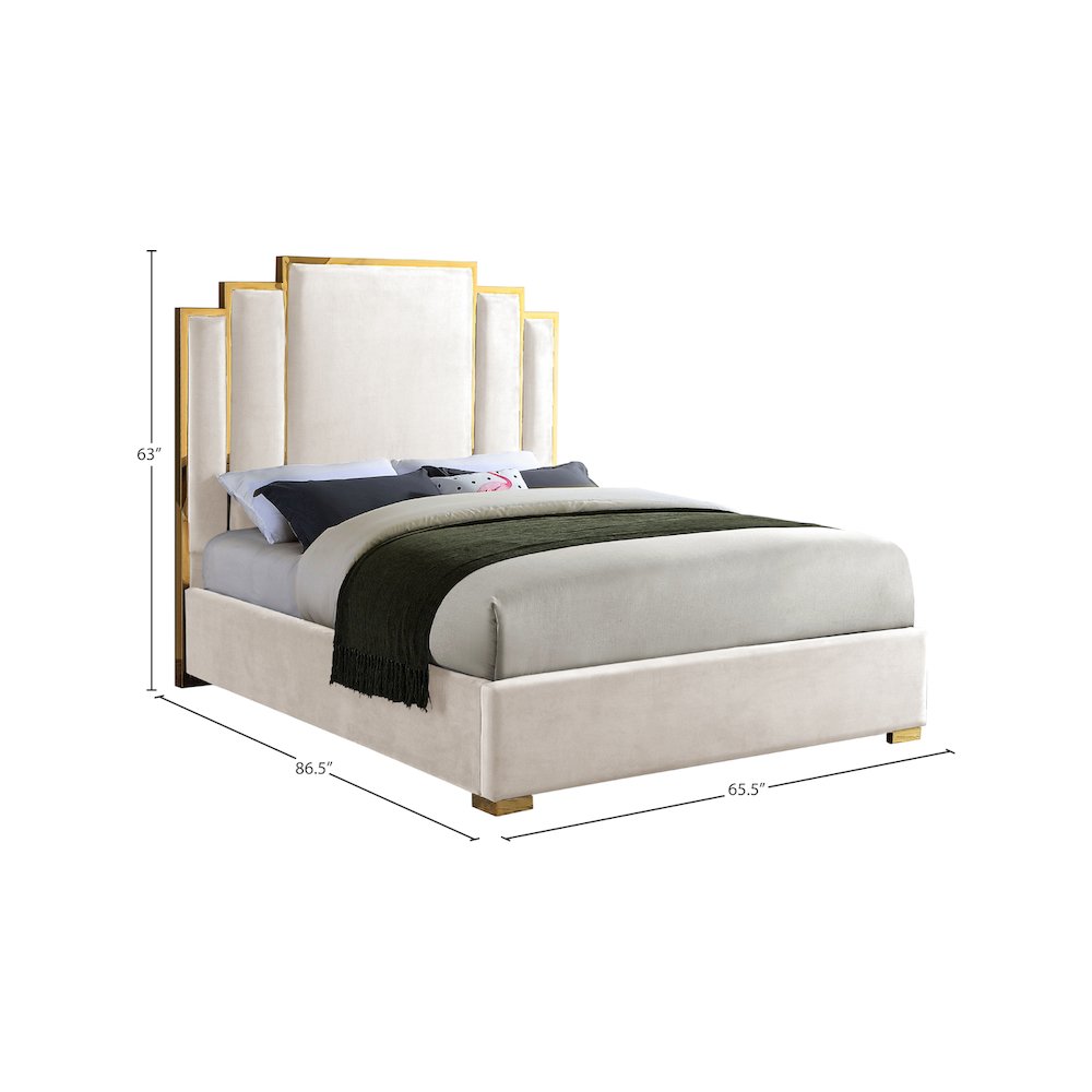 Hugo Cream Velvet Queen Bed
