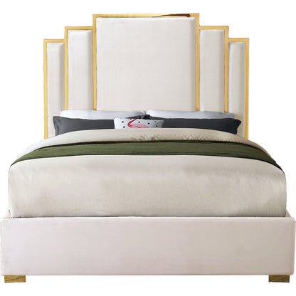 Hugo Cream Velvet Queen Bed