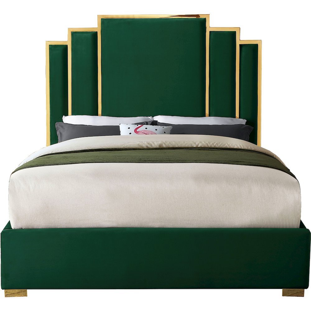 Hugo Green Velvet Queen Bed
