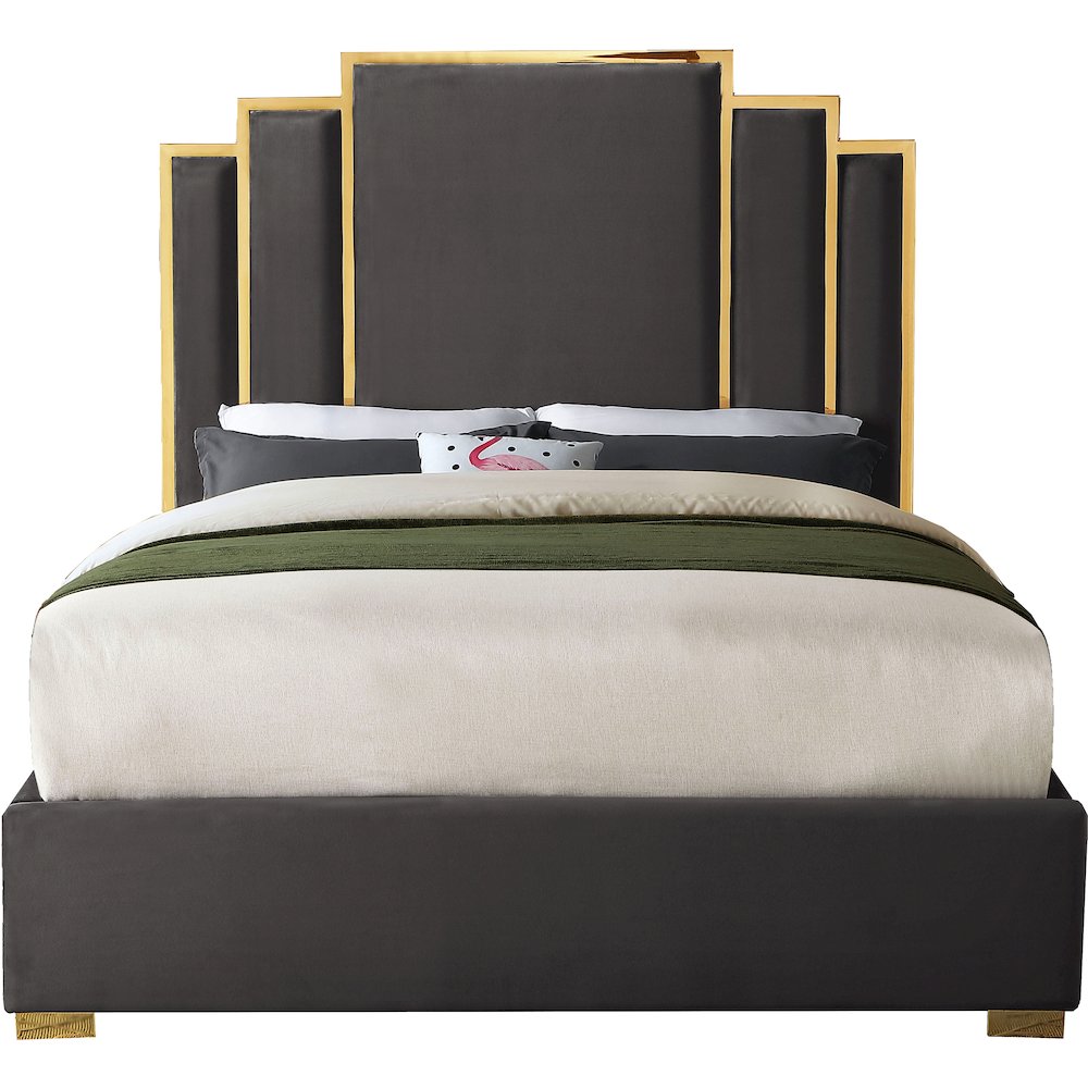 Hugo Grey Velvet King Bed