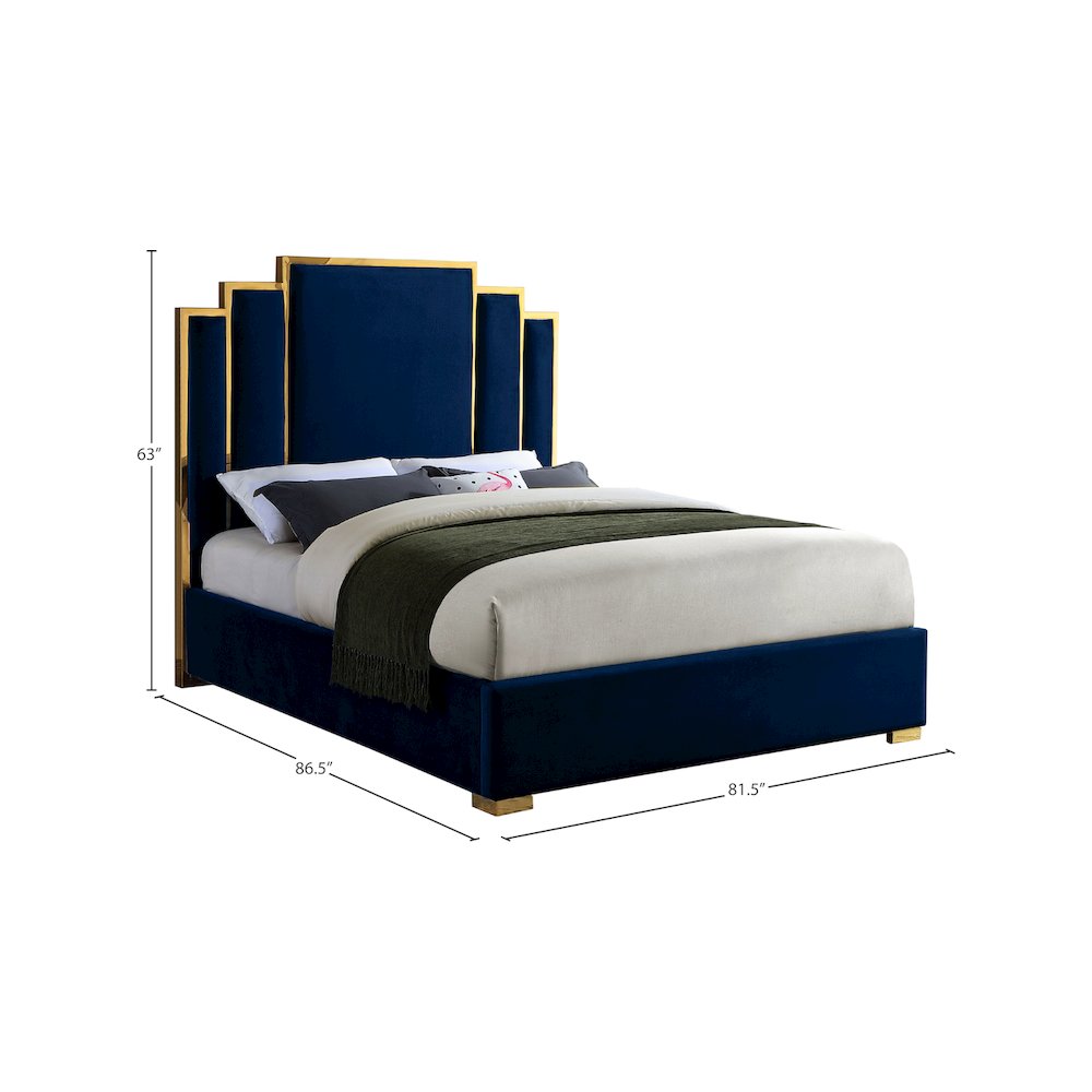 Hugo Navy Velvet King Bed