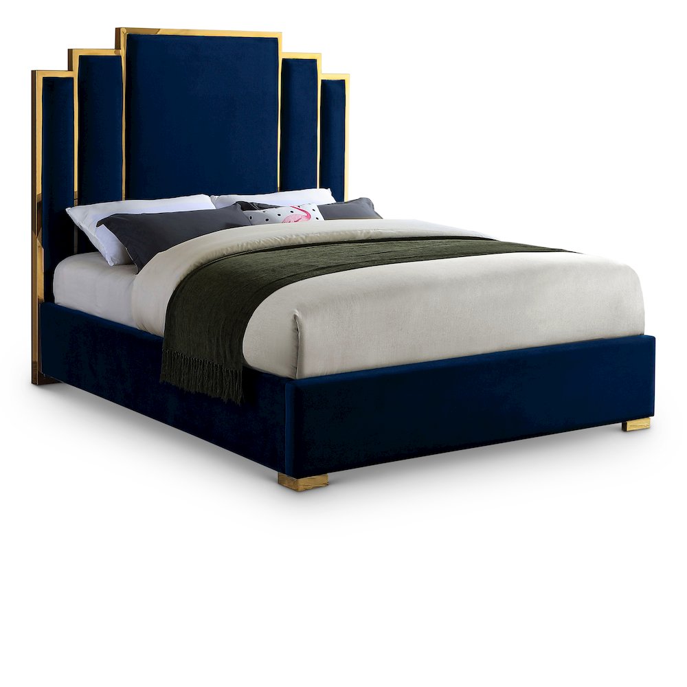 Hugo Navy Velvet King Bed