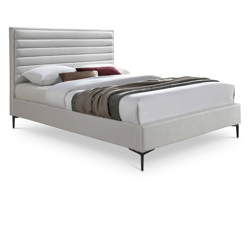 Hunter Cream Linen Textured King Bed