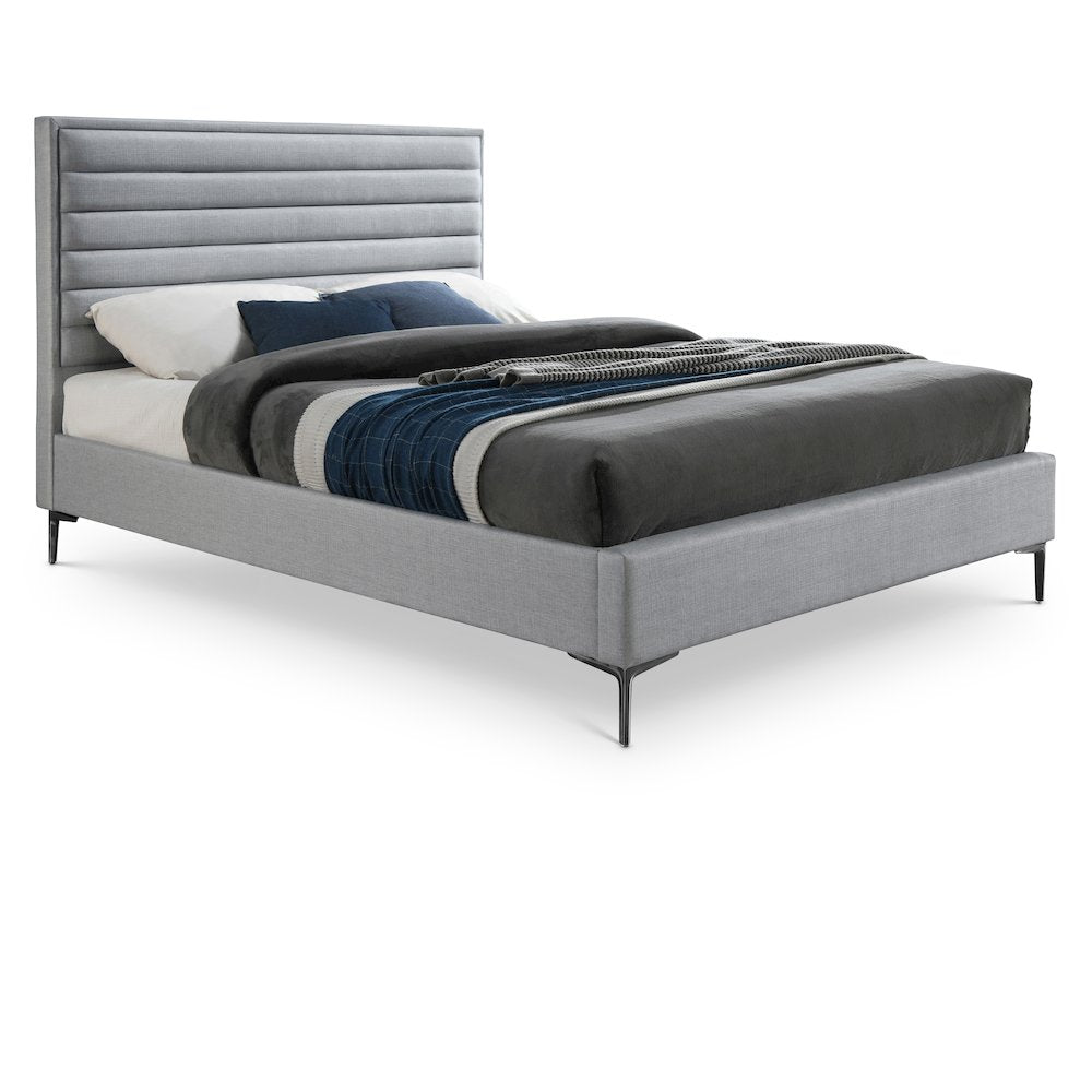 Hunter Grey Linen Textured Queen Bed