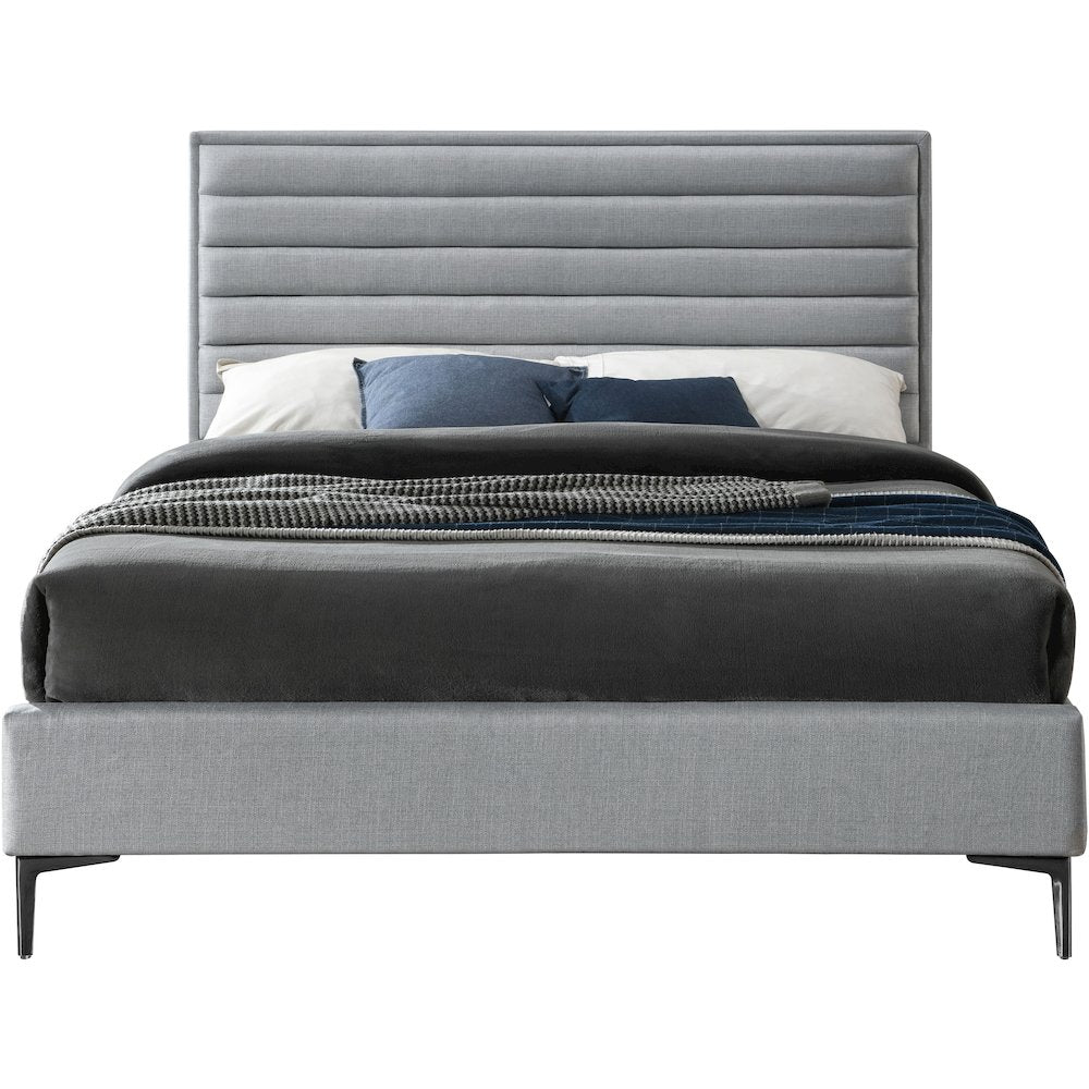 Hunter Grey Linen Textured Queen Bed