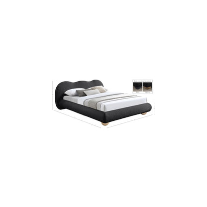 Hyde Black Boucle Fabric King Bed