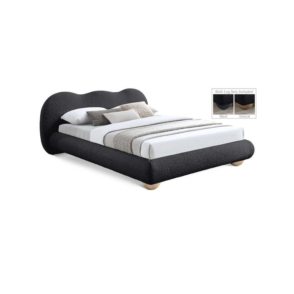 Hyde Black Boucle Fabric King Bed