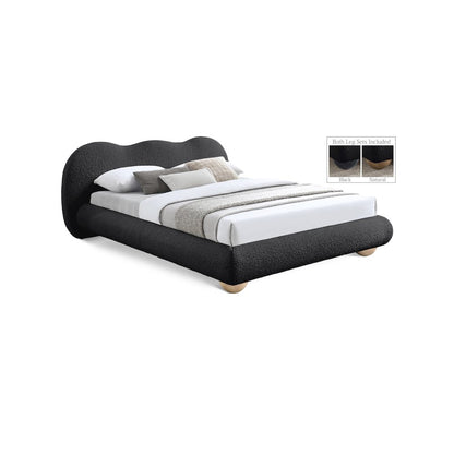 Hyde Black Boucle Fabric King Bed