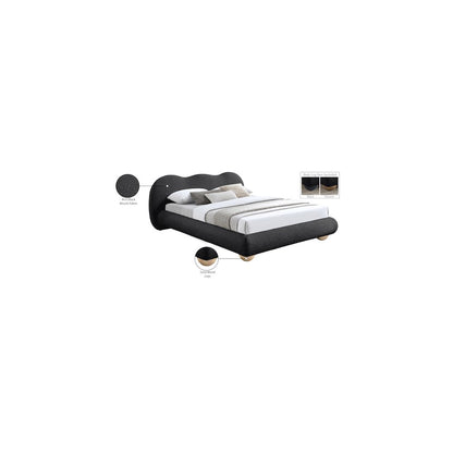 Hyde Black Boucle Fabric Queen Bed