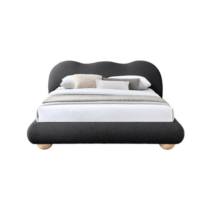 Hyde Black Boucle Fabric Queen Bed