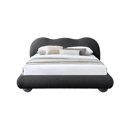 Hyde Black Boucle Fabric Queen Bed