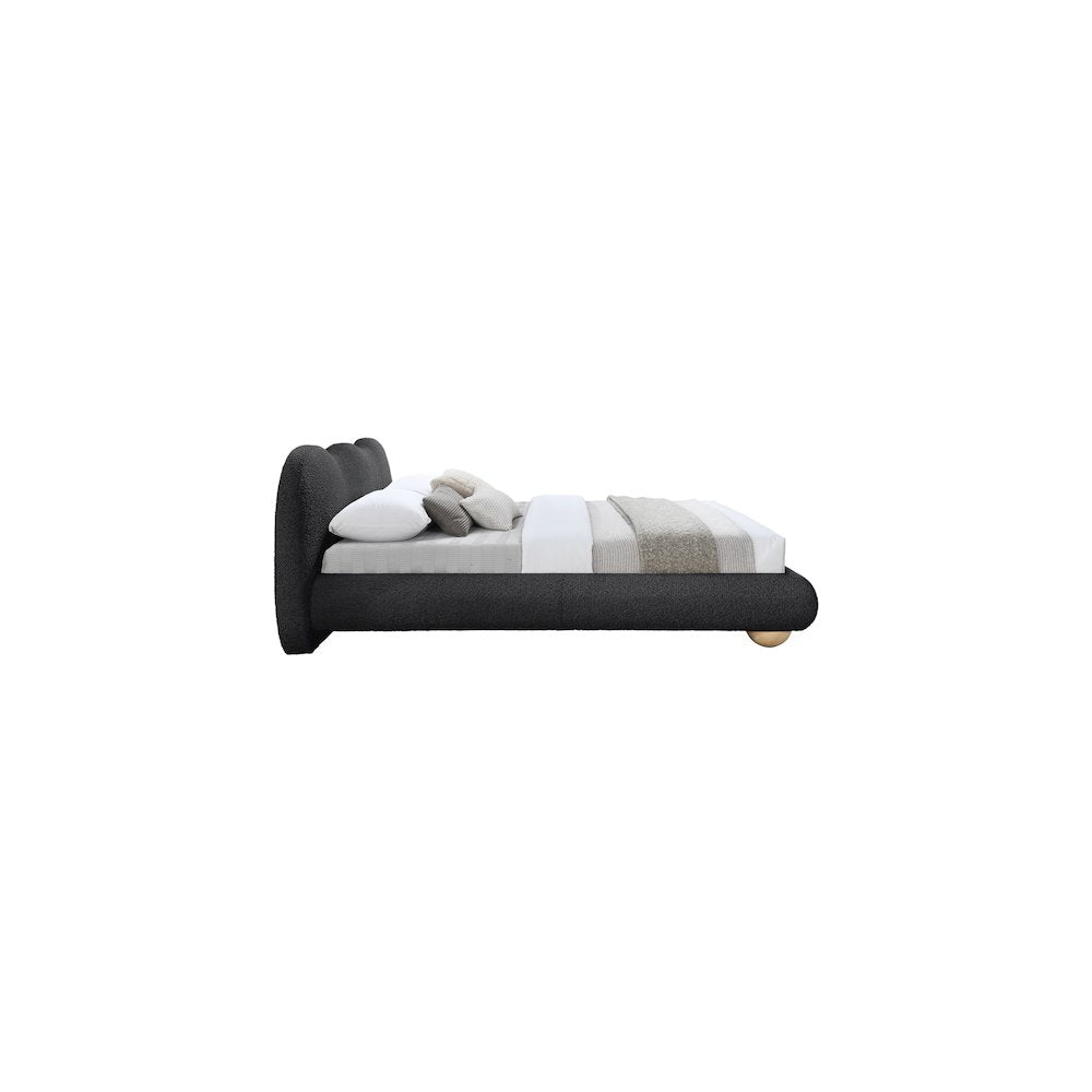 Hyde Black Boucle Fabric Queen Bed