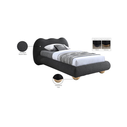 Hyde Black Boucle Fabric Twin Bed