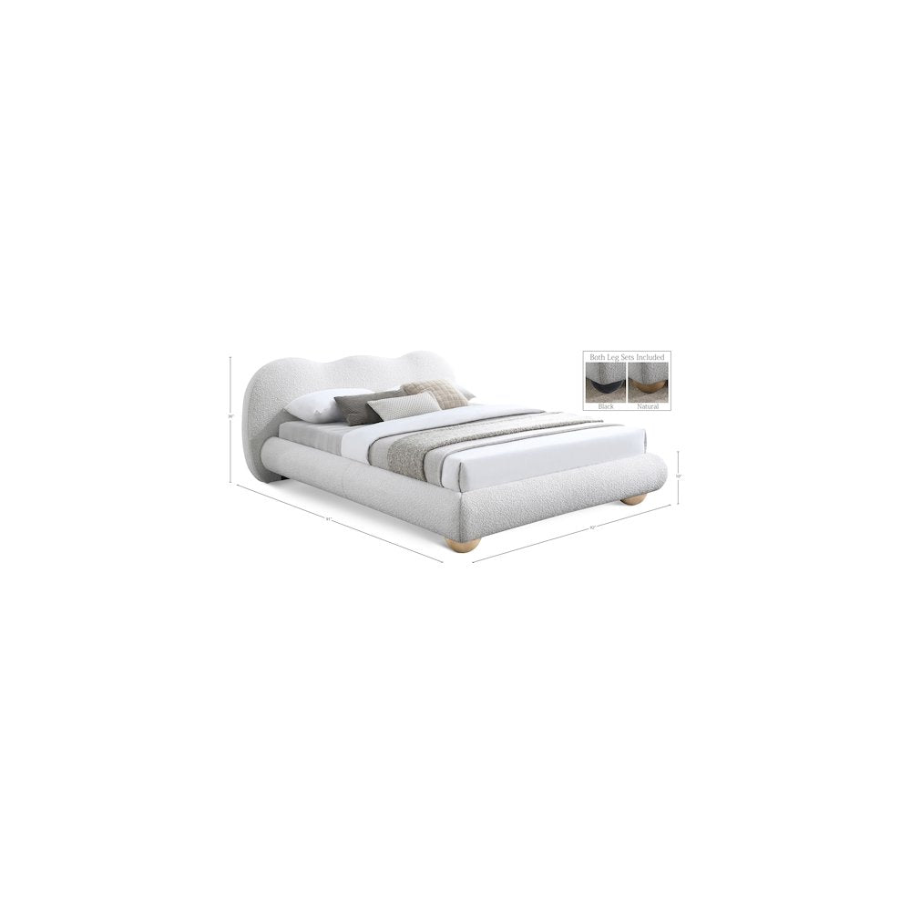 Hyde Cream Boucle Fabric King Bed