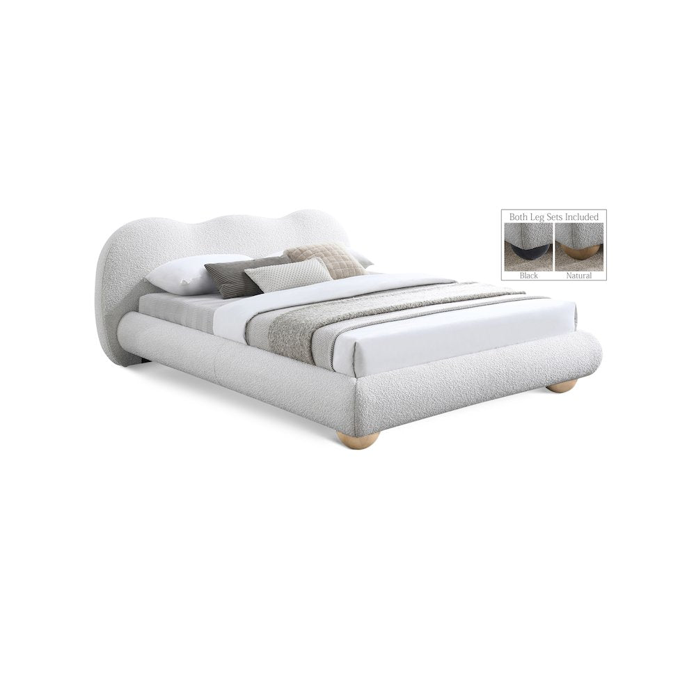 Hyde Cream Boucle Fabric King Bed