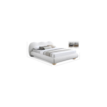 Hyde Cream Boucle Fabric Queen Bed