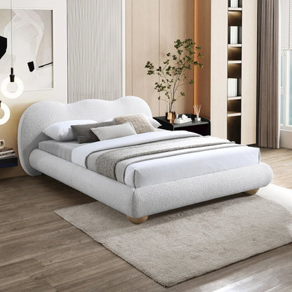 Hyde Cream Boucle Fabric Queen Bed