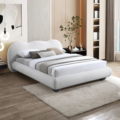 Hyde Cream Boucle Fabric Queen Bed