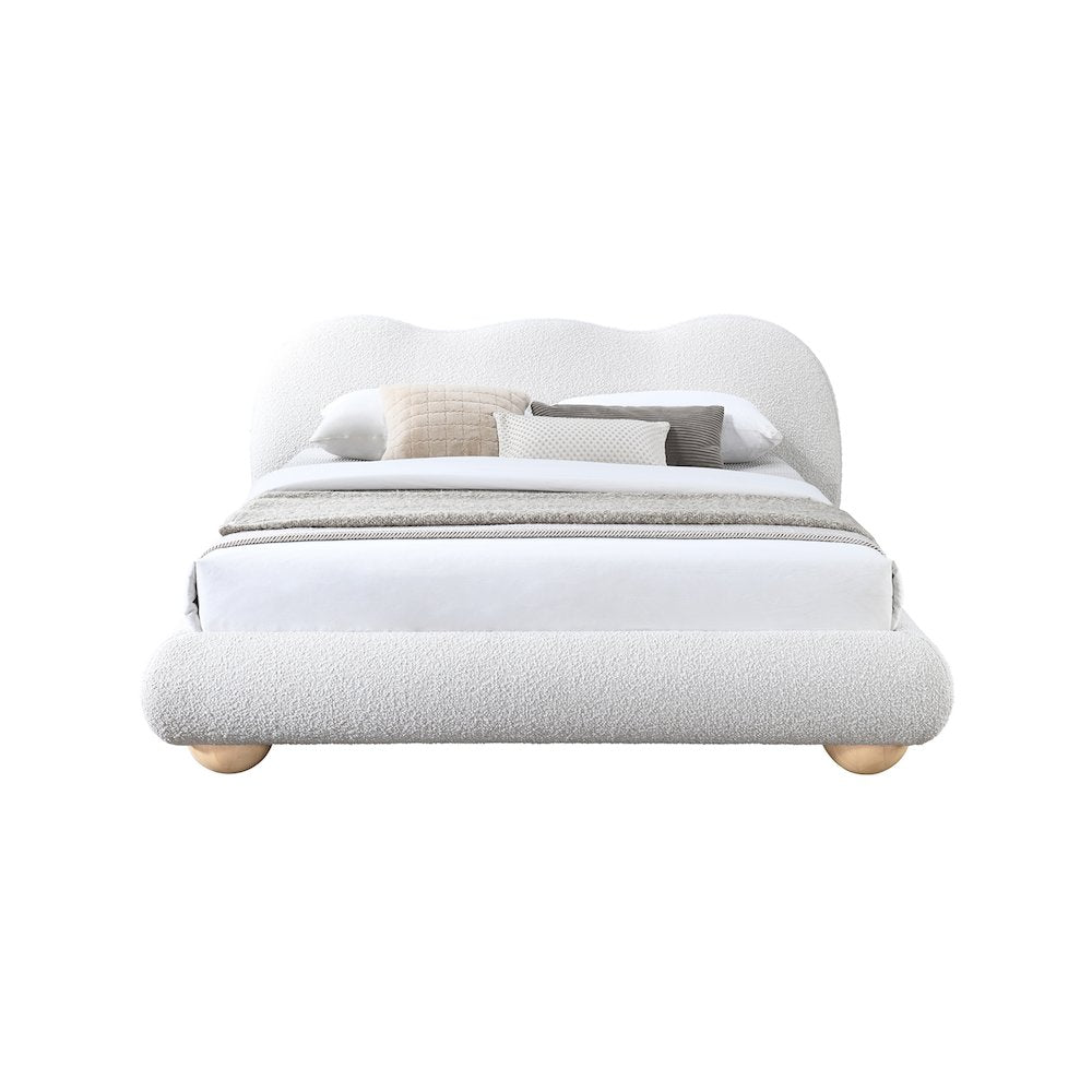 Hyde Cream Boucle Fabric Queen Bed